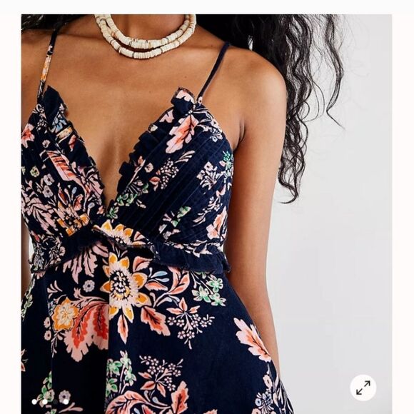 NWOT Free People Cord Looking Glass Mini in Navy/Floral - Picture 4 of 15